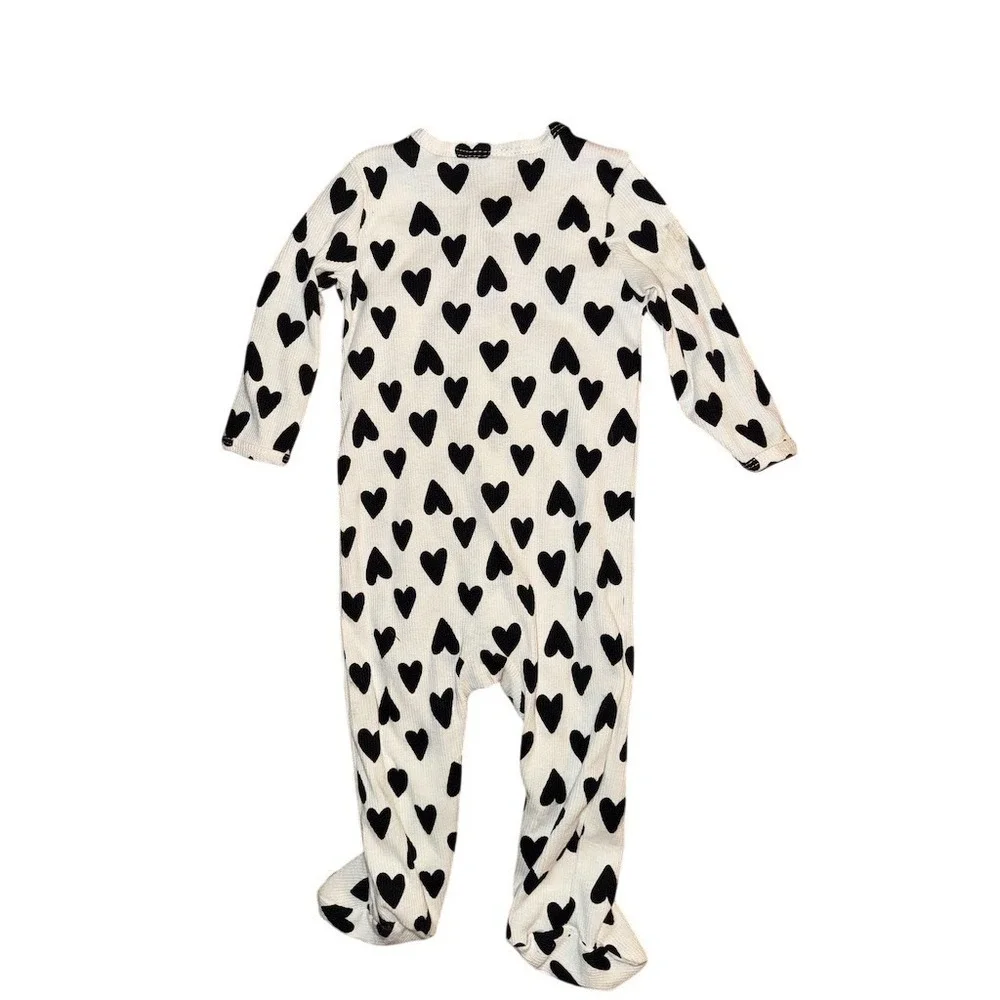 Nicole Miller New York Baby Footed Sleeper Girls 6-9 Months Heart Bow‎